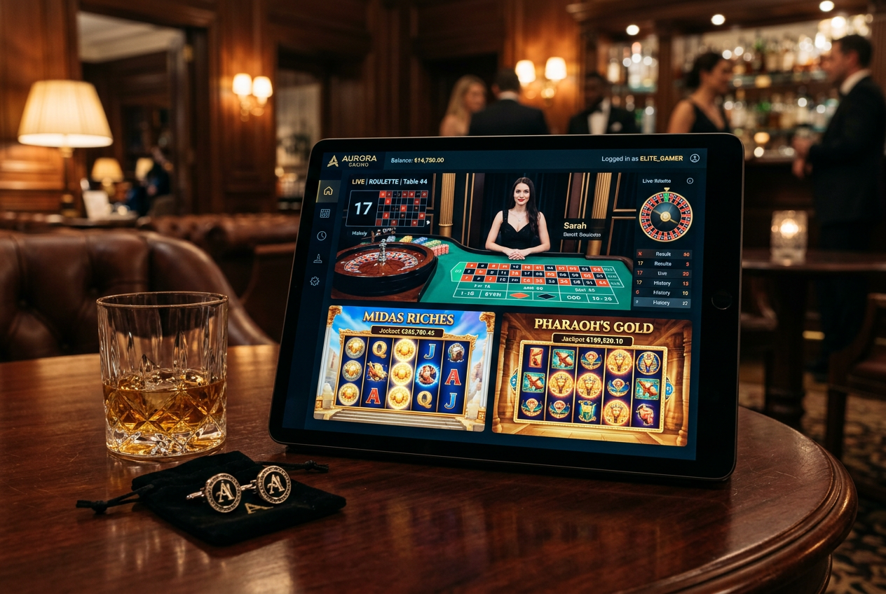 High stakes online casino gaming on a tablet with premium accessories.
